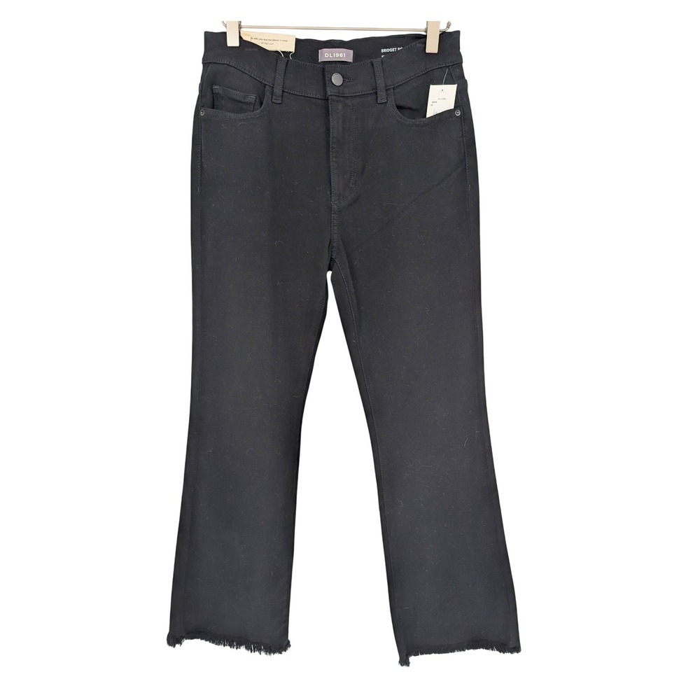 DL1961 Bridget Boot Crop‎ Jeans Women 28 Black High Rise Instasculpt Fray Hem